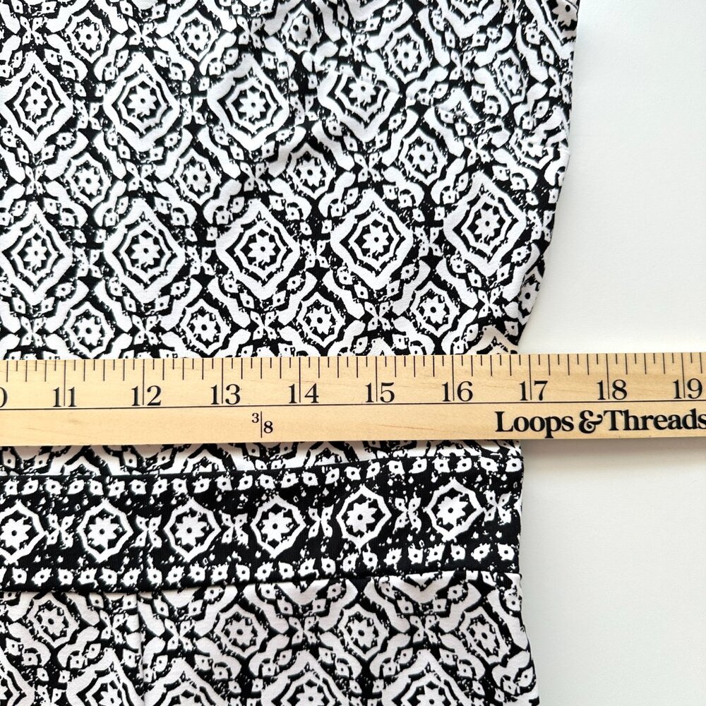 Talbots Split Neck Jersey Sheath Dress Printed Black White Size Large Petite - Picture 8 of 9
